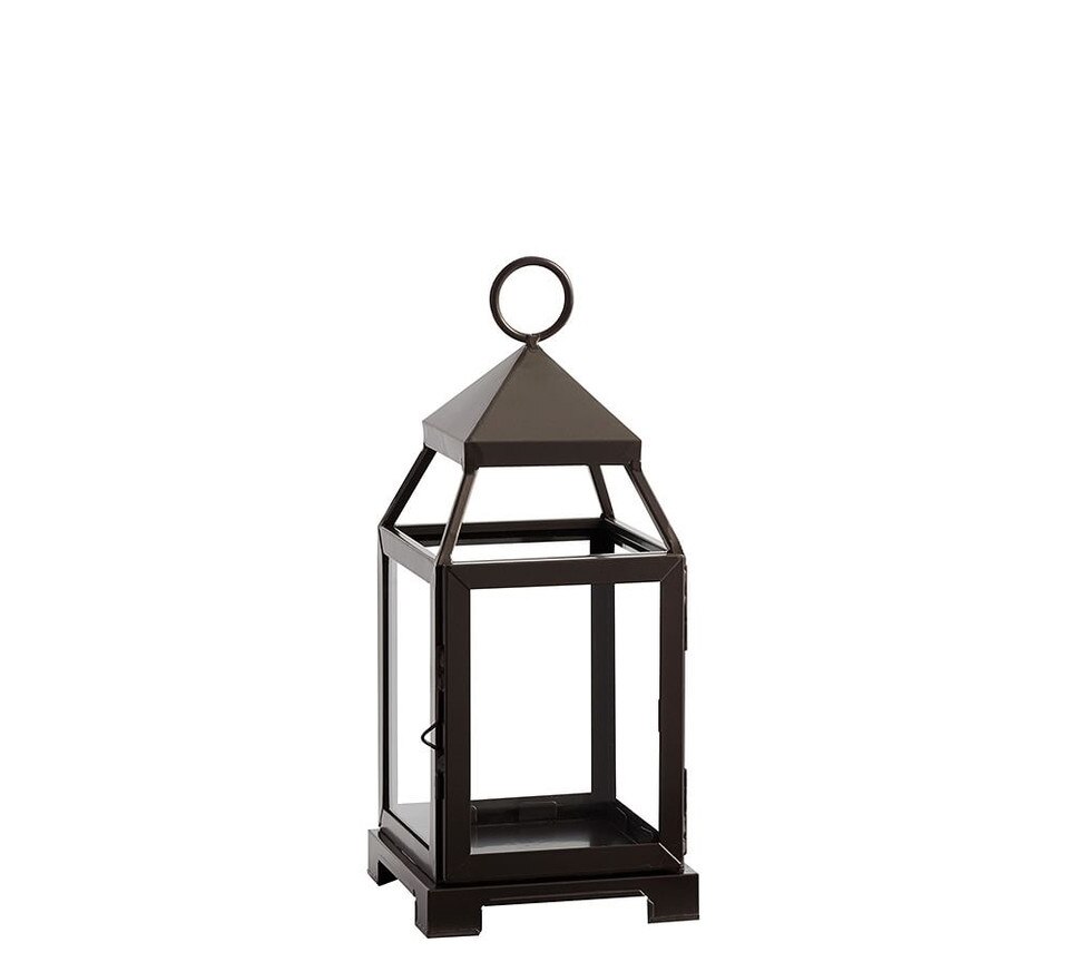 Malta Glass & Metal Indoor/Outdoor Lantern Bronze Finish Pottery